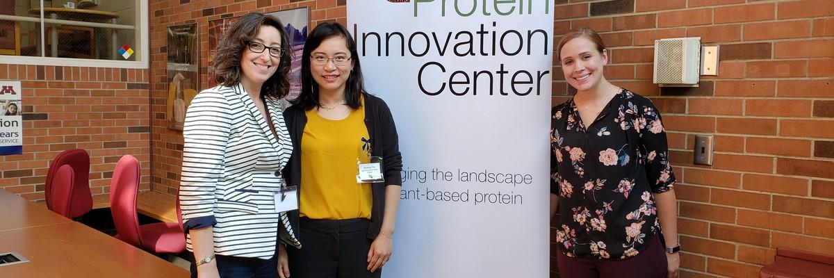 B. Pam Ismail (left), Director and Founder of PPIC, poses with Bicheng Wu (middle), Senior Associate and Manager of Savory Team in Global Applications at Ingredion Inc., and Amy Mathiowetz (Right), Manager of Operations for PPIC