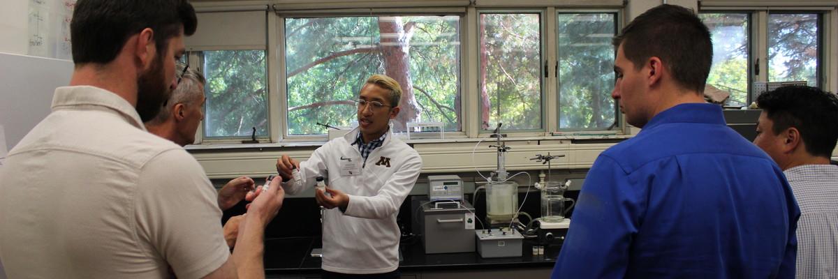 Misen Luu, Master's student, has attendees examine the flavor differences across protein isolates and concentrates extracted from different plant sources